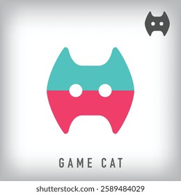 Cat game face icon design. Unique technology design. Game company design.
