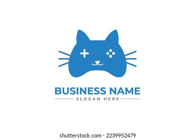 cat game logo design. gaming cat logo. pet lover gamer