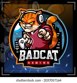 Cat Gaming Mascot. Esport Logo Design