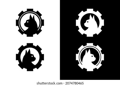 Cat and gear concept with black and white color.