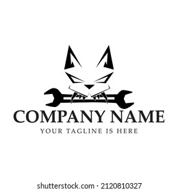 cat and gear and wrench logo,