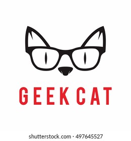 CAT GEEK LOGO ICON SYMBOL TEMPLATE EMBLEM