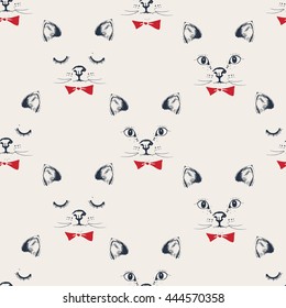  cat gentleman/cat male/hand drawn vector seamless pattern/can be used for kid's or baby's shirt design/fashion print design/fashion graphic/t-shirt/kids wear