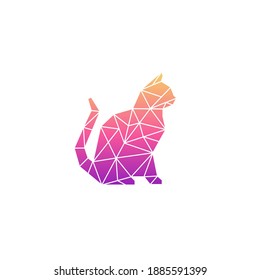 cat geometric gradation color style. animal vector illustration. animal wall art