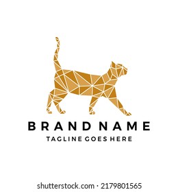 Cat geometric logo design vector