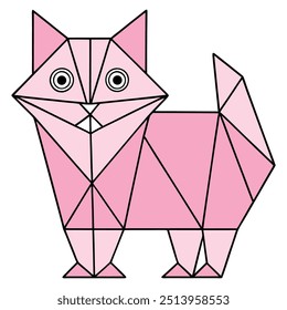 Cat in geometric shapes on white