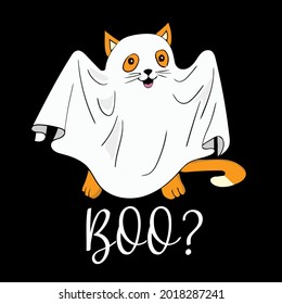 cat ghost boo halloween art ote bag design vector illustration for use in design and print poster canvas