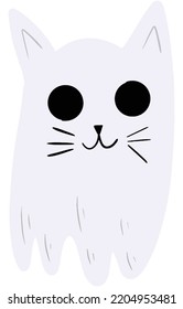 cat ghost halloween day vector illustration