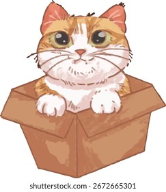 cat with a gift box illustration