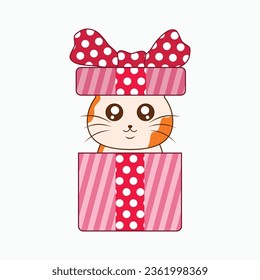 cat in gift box vector illustration design. Eps 10