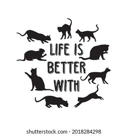 cat gift life is better with cats unisex stars stripes art vector design illustration print poster
