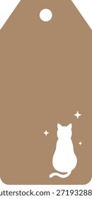 tag de presente de gato etiqueta de animal de estimação bonito etiqueta de animal retângulo corte gato pose coração estrela borboleta peixe design vetor decoração