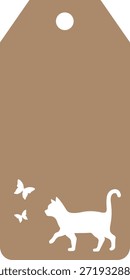 cat gift tag cute pet label animal tag rectangle cutout cat pose heart star butterfly fish design vector decoration