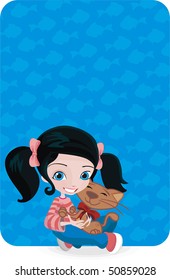 cat and girl