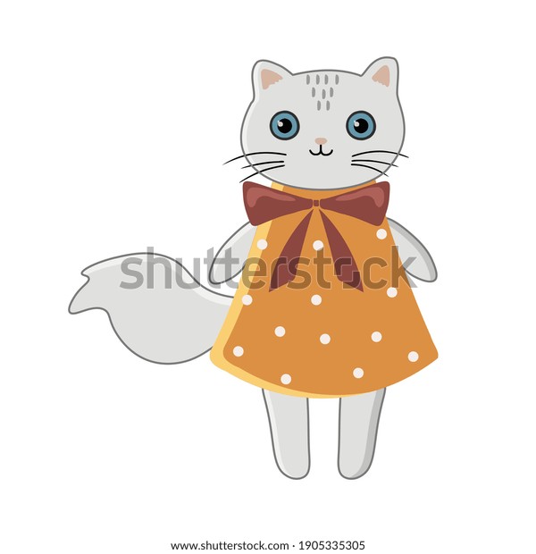 Cat Girl Dress Vector Illustration On Stock Vector (Royalty Free