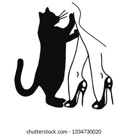 cat and girl in vector

