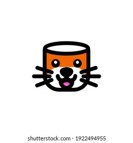 cat and glass double meaning logo. Abstract emblem, design concept, vector, logo, logotype element for template