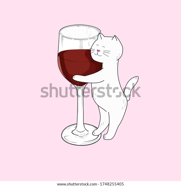 Cat Glass Wine Vector Illustration Glass Stock Vector (Royalty Free ...