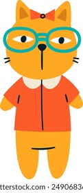 Gato En Gafas Y Ropa Ilustración vectorial