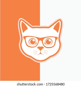gato con gafas - icono o logotipo de gato plano