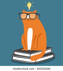 Cat in glasses fun school illustration