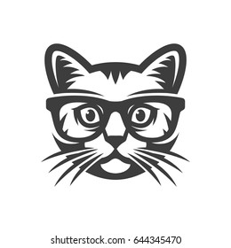 Cat with glasses. geek
