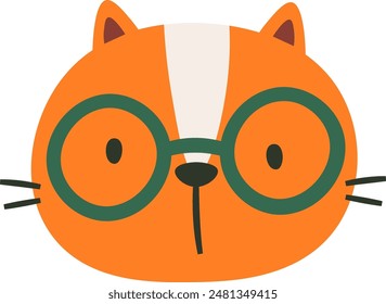 Cat With Glasses Portrait Vector Illustration