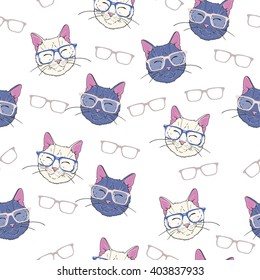 cat with glasses - vector illustration