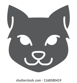 Cat glyph icon, halloween and pet, animal sign, vector graphics, a solid pattern on a white background, eps 10.