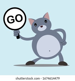 Cat and go vector sign.
Editable and very suitable for markers on roads or other public places. Great for educating kids at school about traffic.