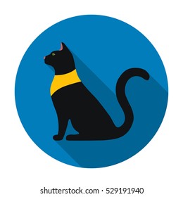 Cat goddess Bastet icon in flat style isolated on white background. Ancient Egypt symbol stock vector illustration.