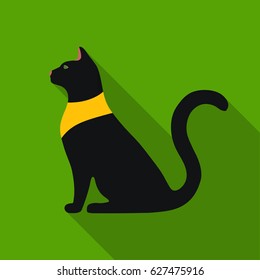 Cat goddess Bastet icon in flat style isolated  . Ancient Egypt symbol stock vector illustration.