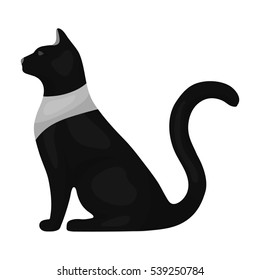 Cat goddess Bastet icon in monochrome style isolated on white background. Ancient Egypt symbol stock vector illustration.