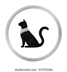 Cat goddess Bastet icon in monochrome style isolated on white background. Ancient Egypt symbol stock vector illustration.