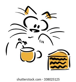 Cat is going to eat cake