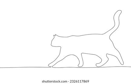 Esbozo de gato. Dibujo manual continuo de una línea. Esbozo, ilustración vectorial de arte de línea.