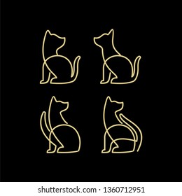 cat gold black color logo line style outline icon designs vector illustration art monoline