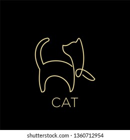 cat gold black color logo line style outline icon designs vector illustration art monoline