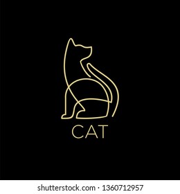 cat gold black color logo line style outline icon designs vector illustration art monoline