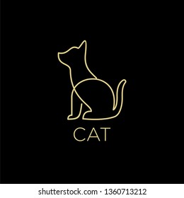 cat gold black color logo line style outline icon designs vector illustration art monoline