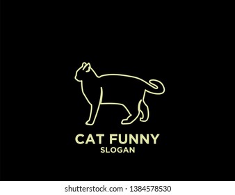 CAT gold outline with black background logo icon designs vector illustration sign silhouette