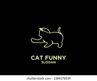 CAT gold outline with black background logo icon designs vector illustration sign silhouette