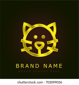 Cat golden metallic logo