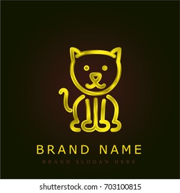 Cat golden metallic logo