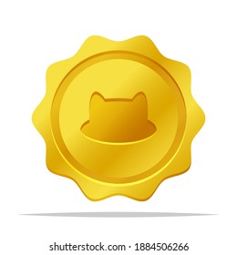 Ilustración aislada de foco dorado de gato
