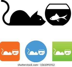 Cat And Goldfish Friendship Icon