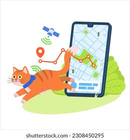 Cat gps collar tracker satellite location phone application service