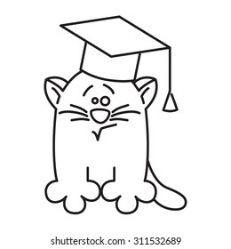 cat in graduation cap, knowledge day vector icon