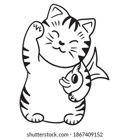 cat graphic design vector illustration, icon, art tattoo sketch, logo, hand draw, use in print