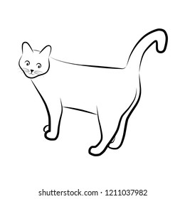 Cat graphic icon. Cat sign isolated on a white background. Symbol cat. Vector illustration
